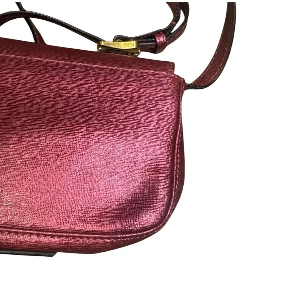 FENDI Metallic Pink Saffiano Leather Chameleon Messenger Mini Crossbody Bag